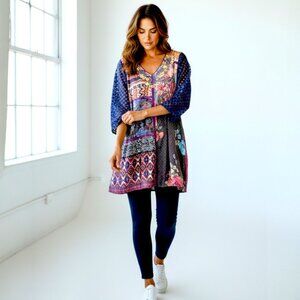 Bohemian patchwork tunic: richly colored fabrics, burn-out material etc Med Pet